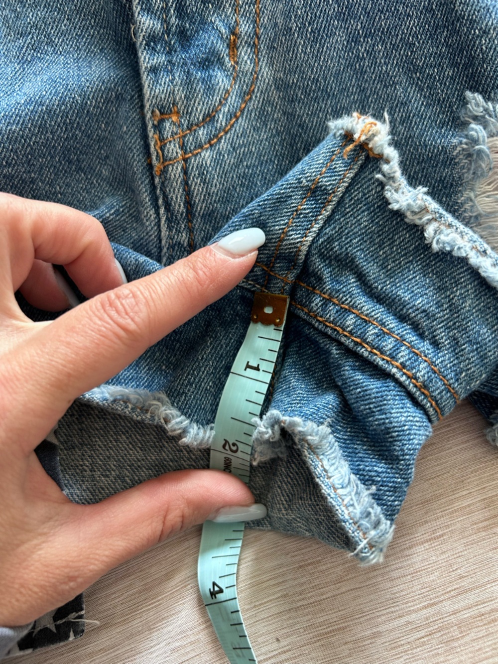 Forever 21 Blue Distressed Americana 4th of July Denim Short Shorts - Picture 5 of 6